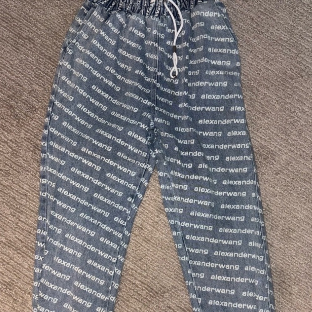 Alexander Wang Logo Print Denim Joggers - Picture 5 of 5